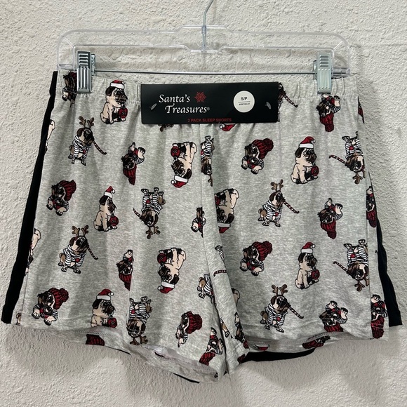 Santa's Treasures Dog Christmas Themed Pajama Sleep Shorts 2PK NWT Small - Picture 1 of 5